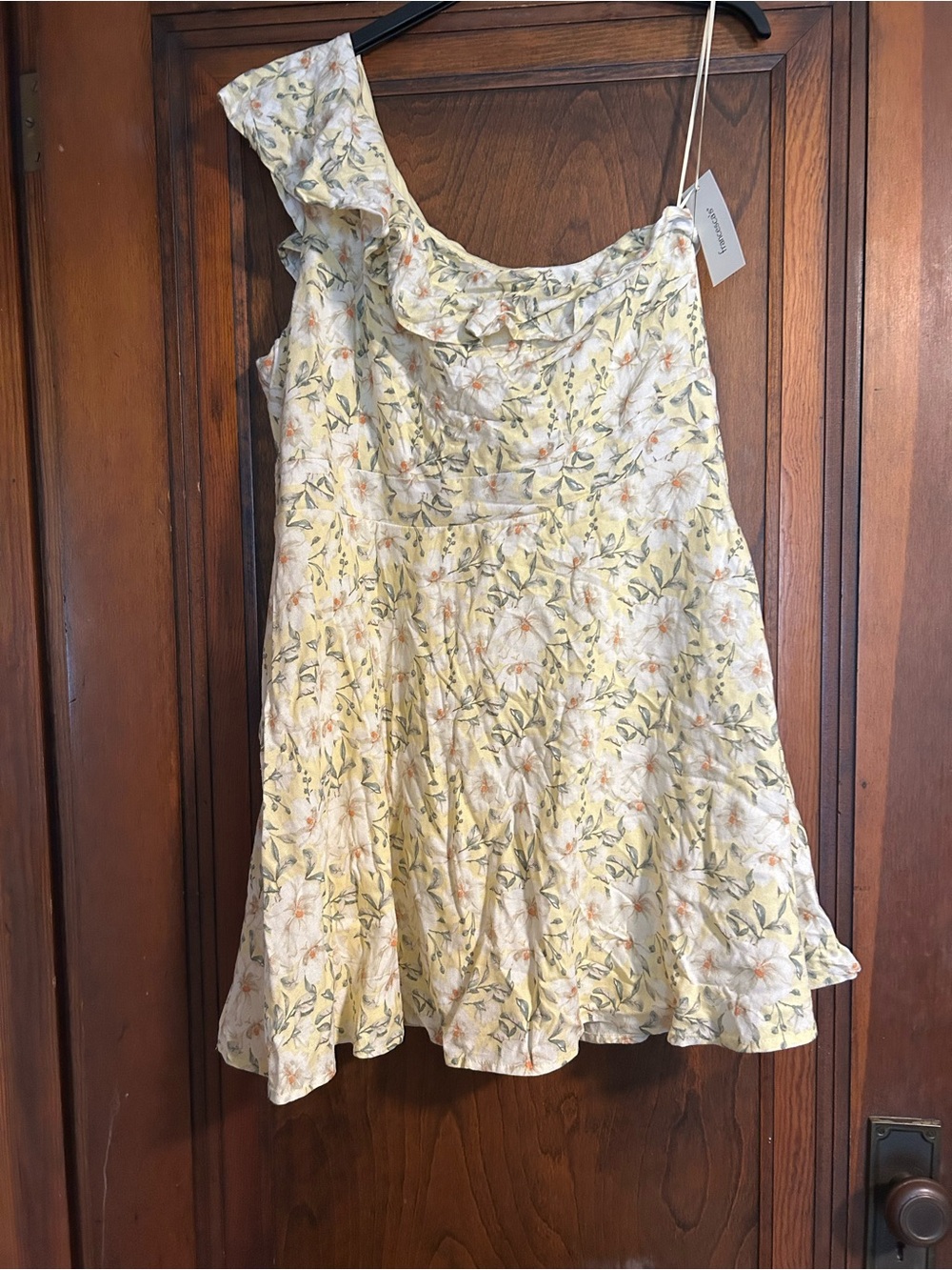 Mi Ami NWT Yellow Floral One Shoulder Ruffle Mini Dress XL